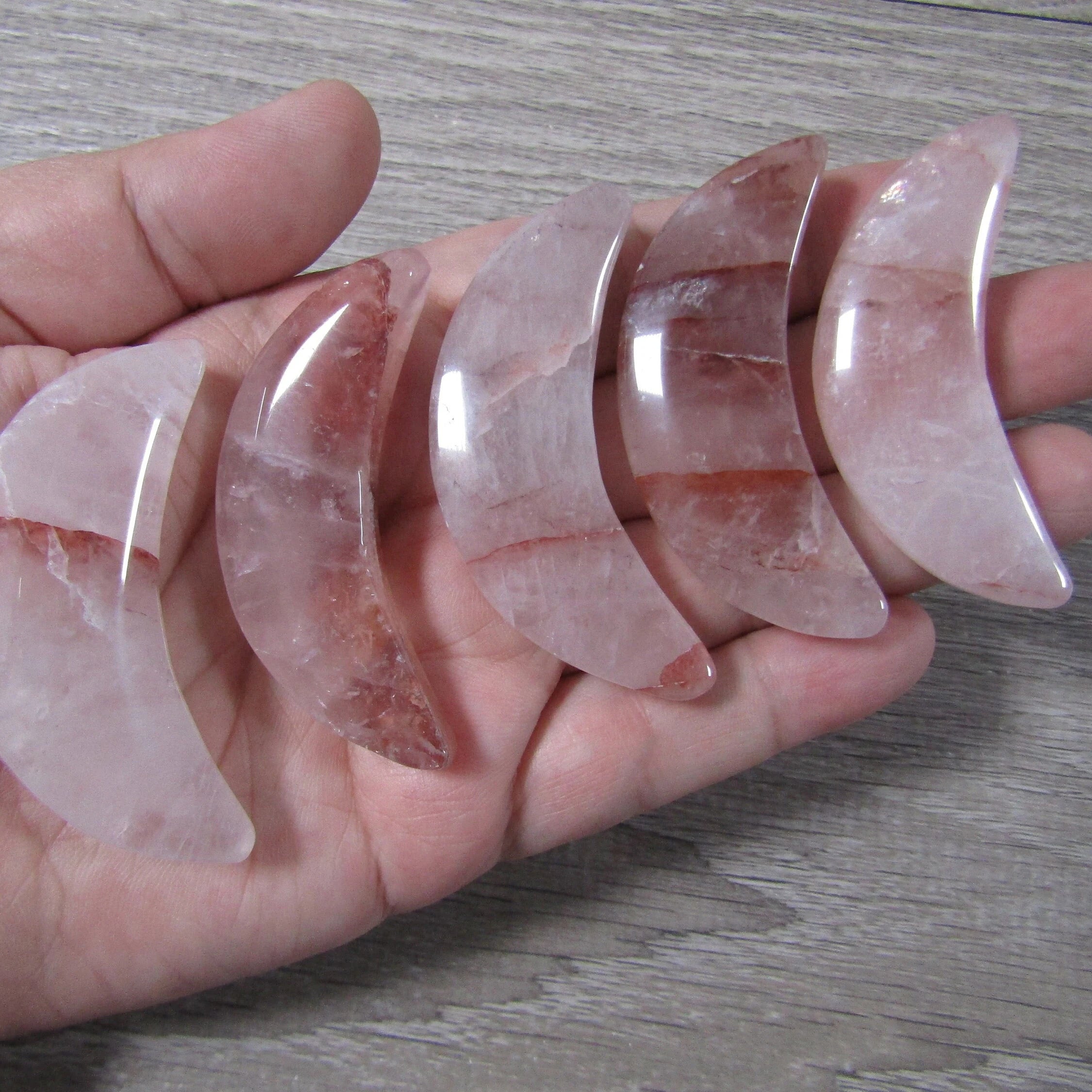 hematoid quartz crescent shaped crystals for spiritual shops