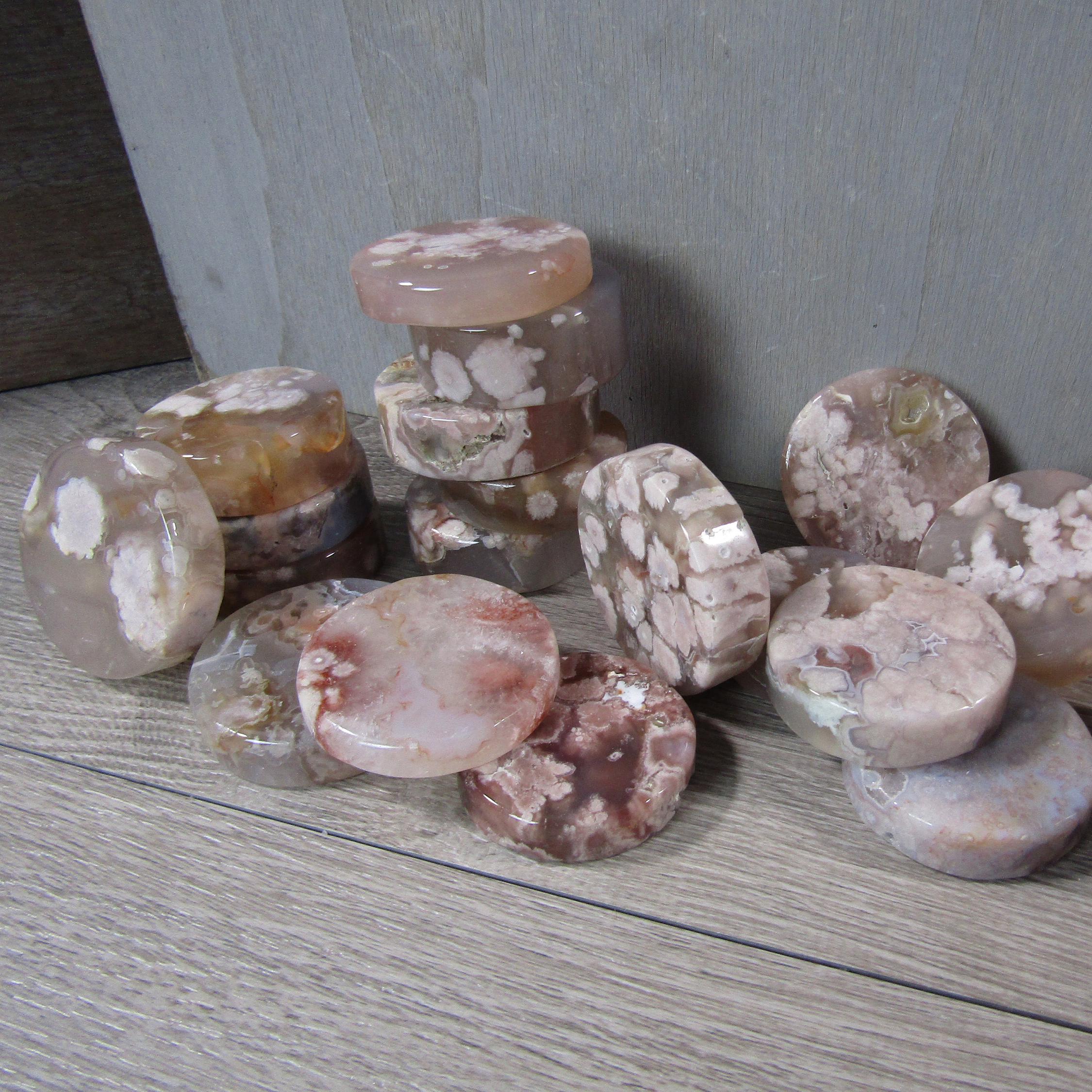 Flower agate round disk thick crystal disk wholesale