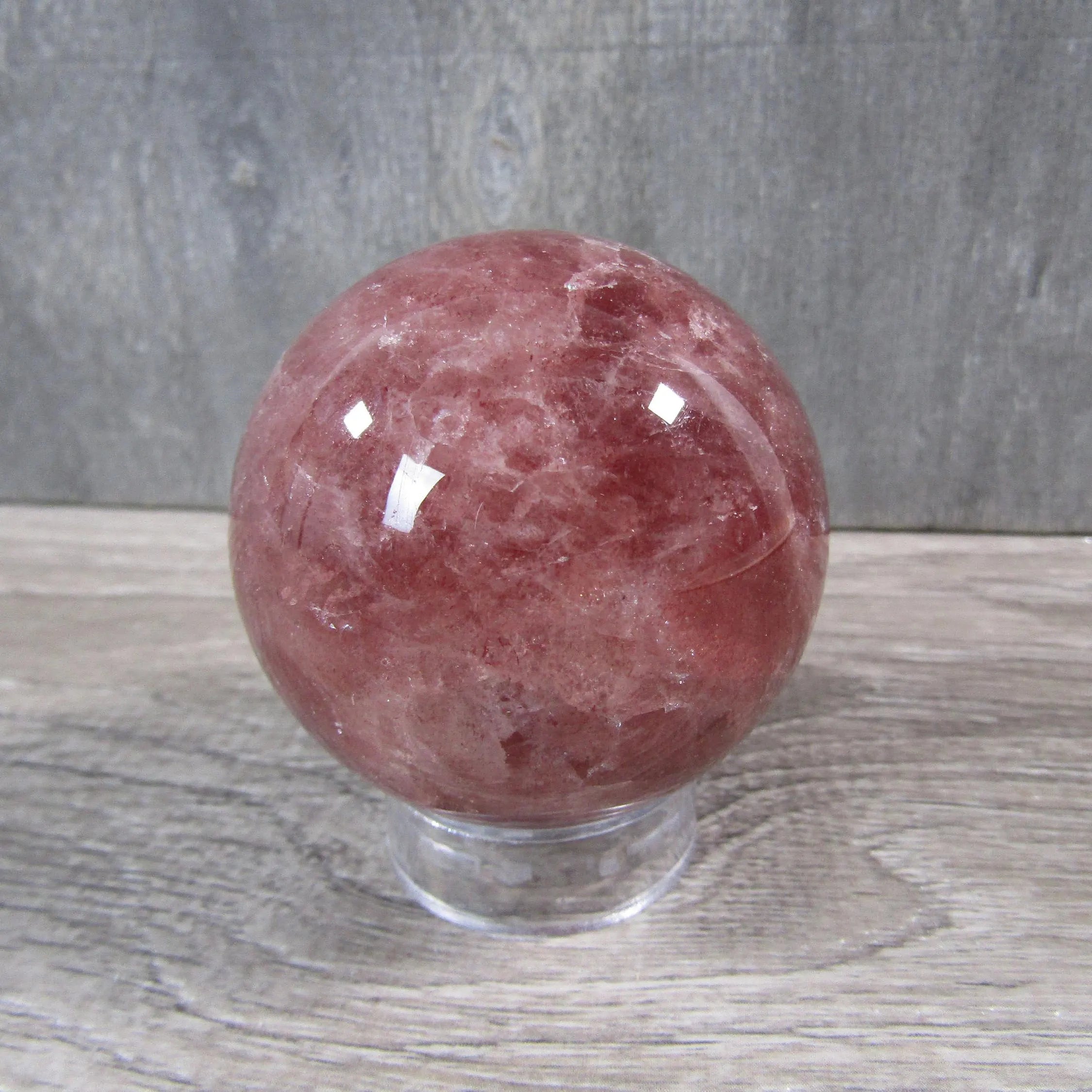 Strawberry Quartz Sphere Large Display Size