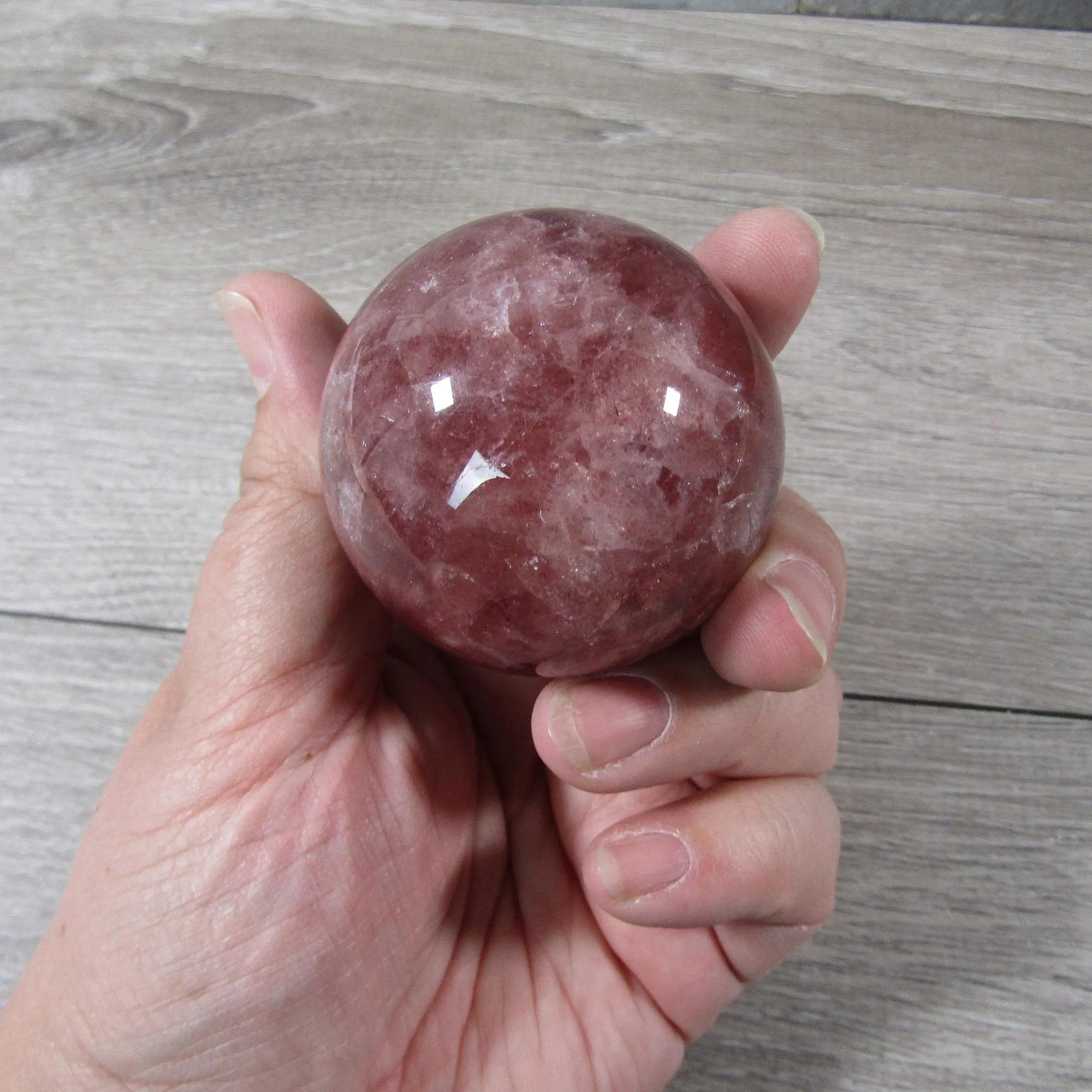 Strawberry Quartz Sphere Large Display Size