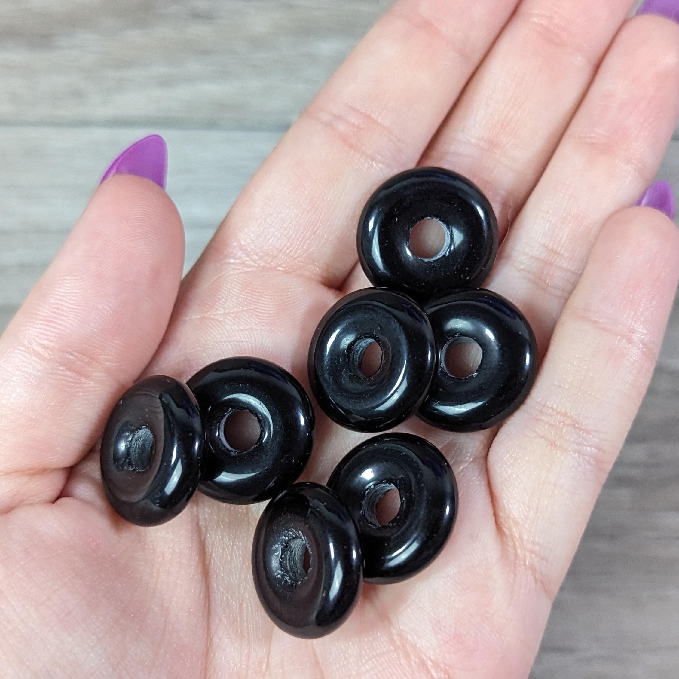 obsidian round donut crystal charms