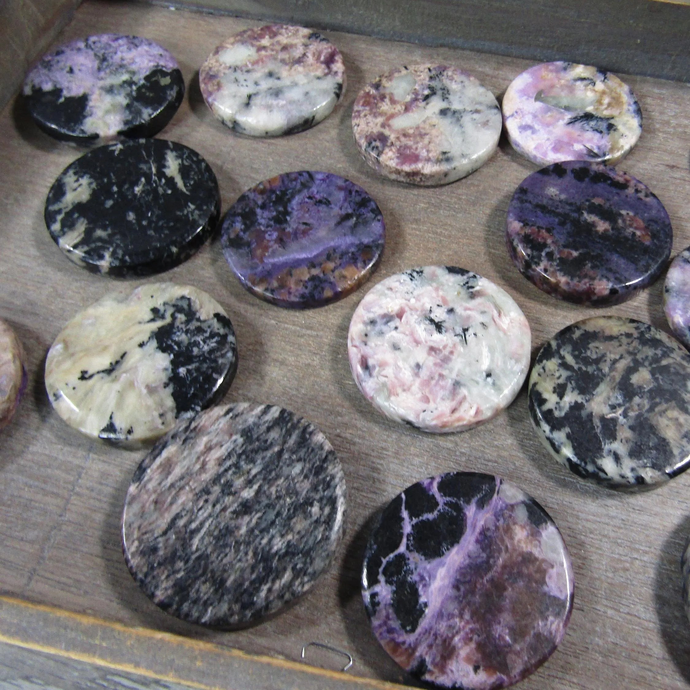 charoite disks for crystal shops