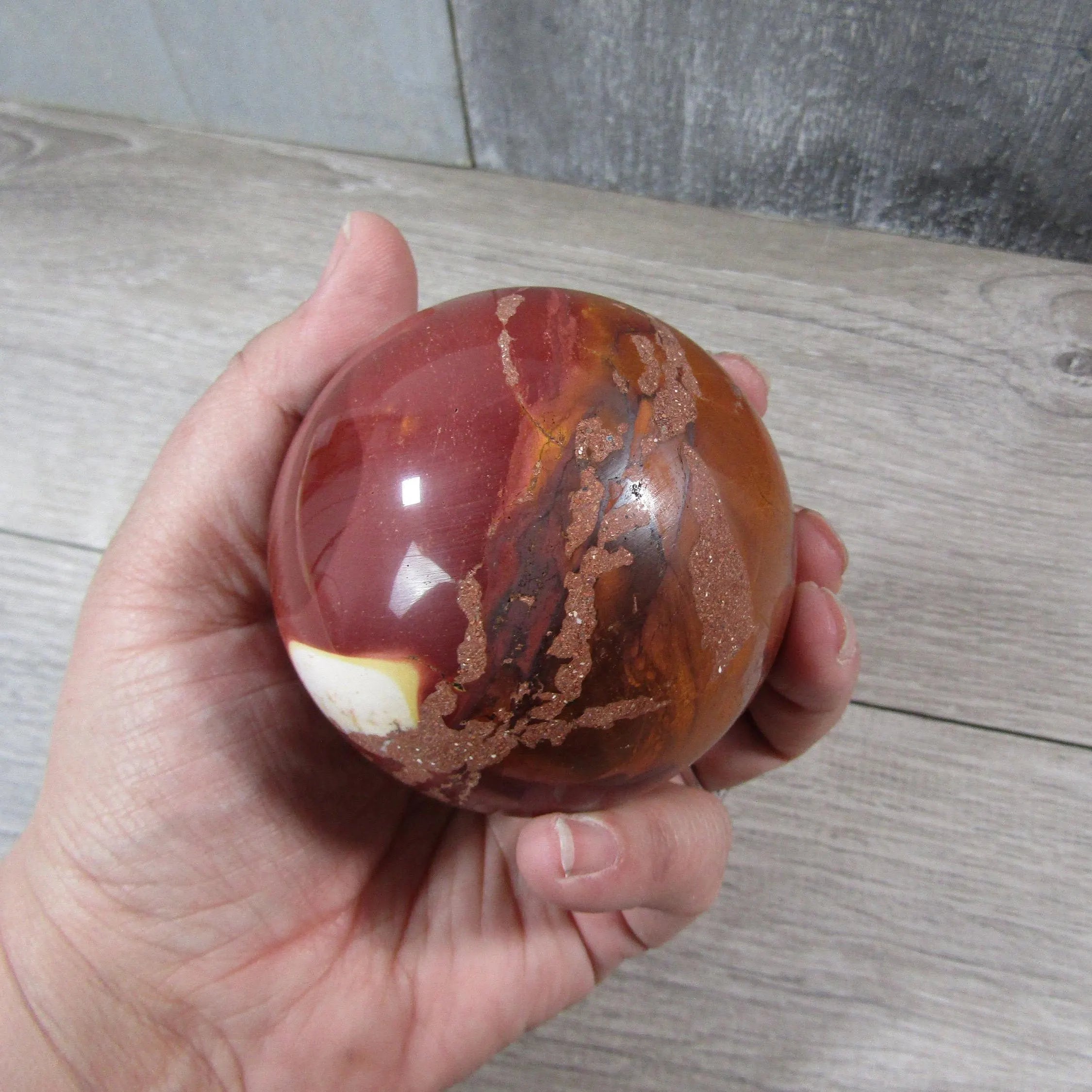 Large Mookaite Jasper Sphere for Display – Crystal Decor