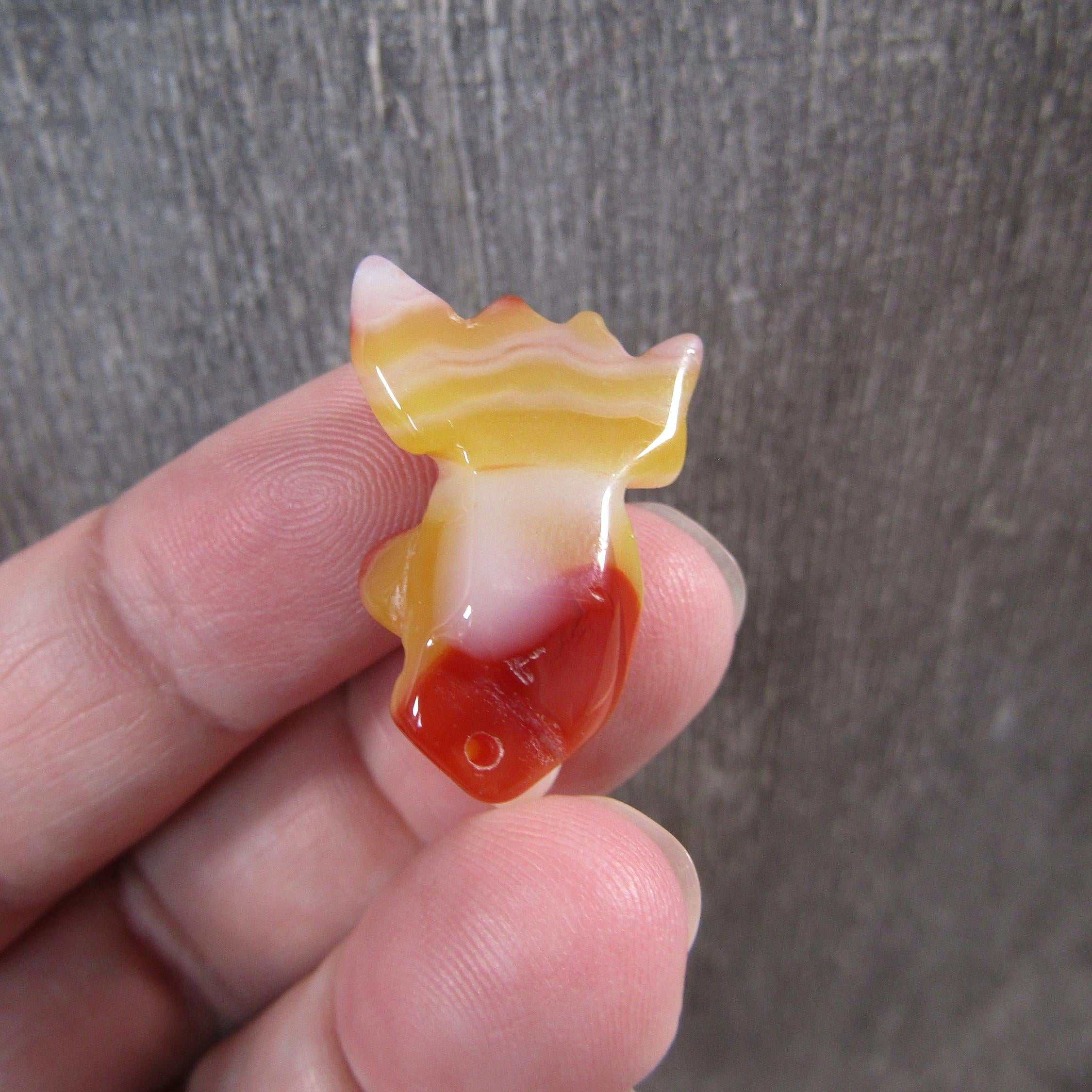 Carnelian & Green Agate Goldfish Figurine Beads