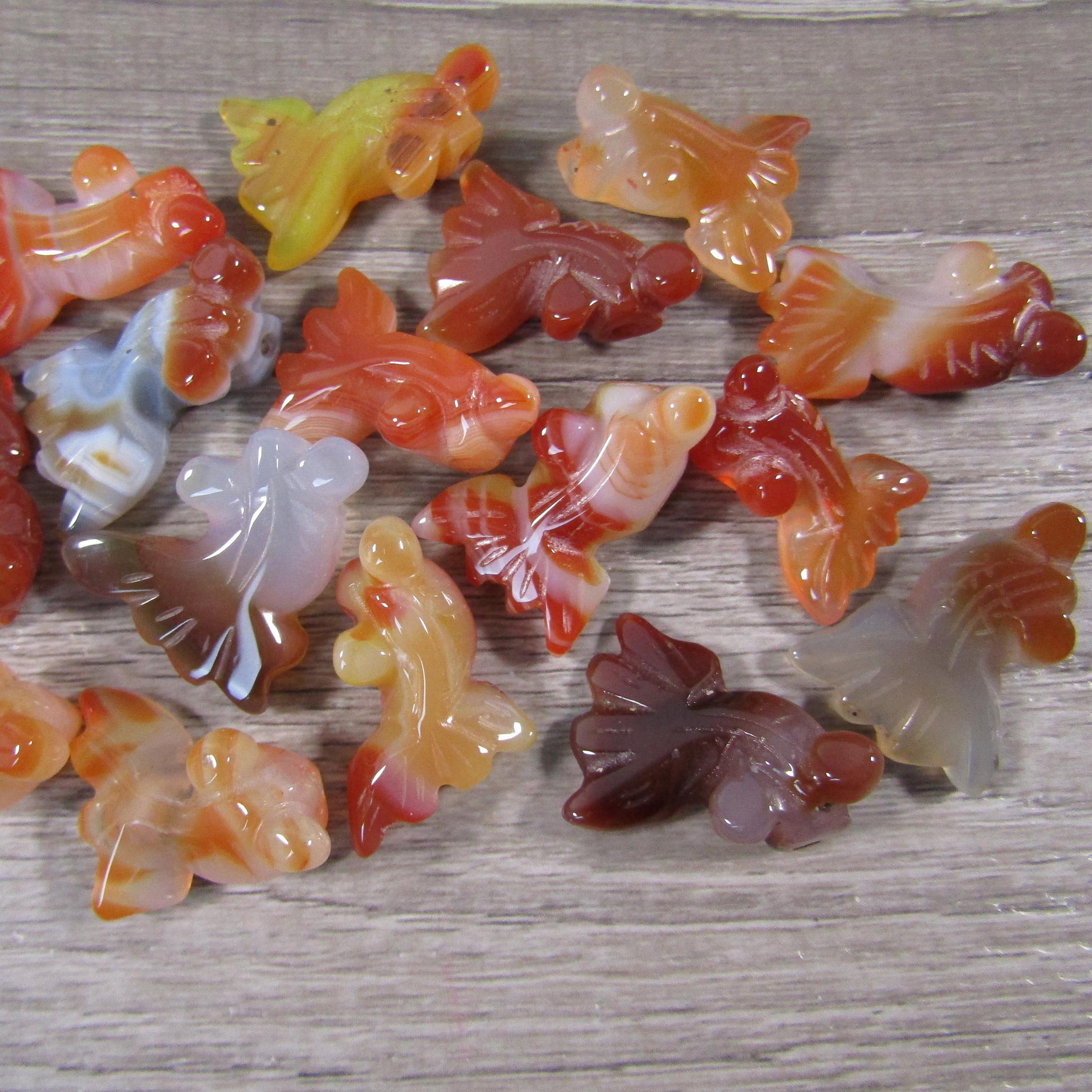 Carnelian carved fish figurine bead