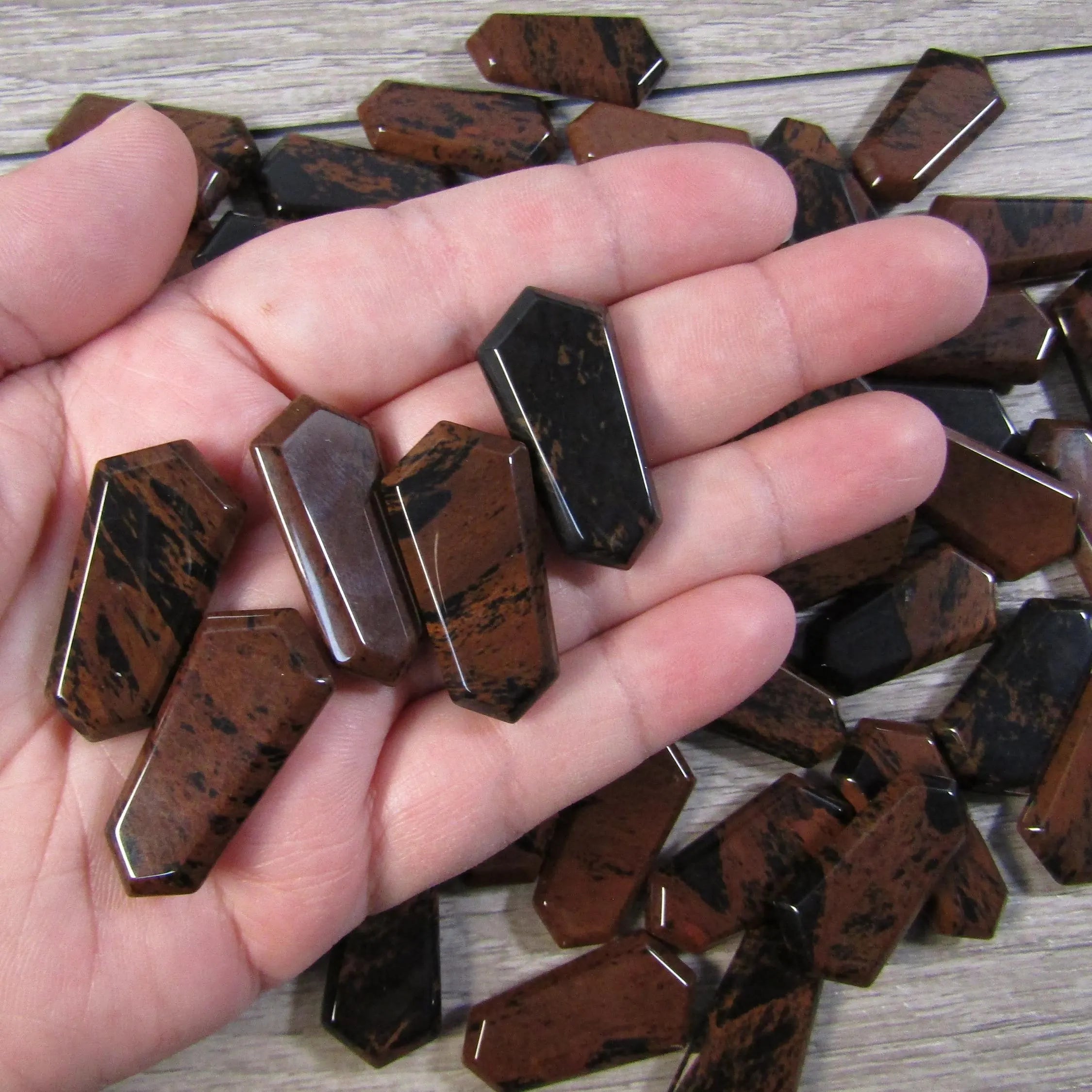 mahogany obsidian double terminated mini wand for crystal healing