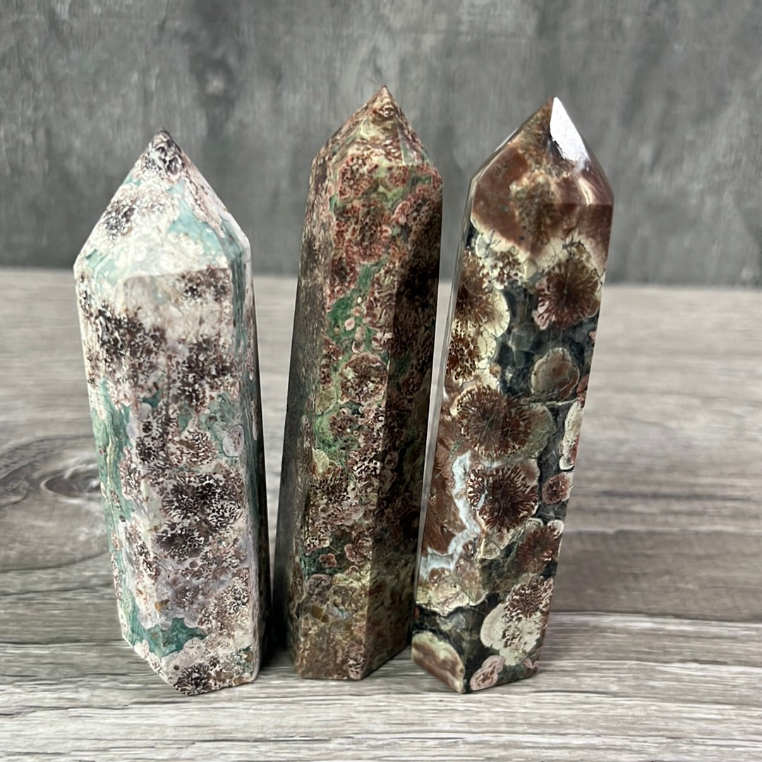 flower agate obelisk points for gift shops