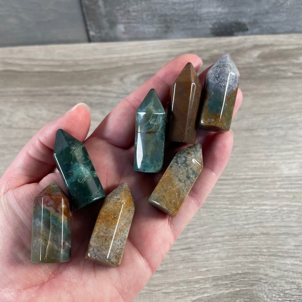 Wholesale indian agate crystal obelisk small polished gemstone tower for retail shops