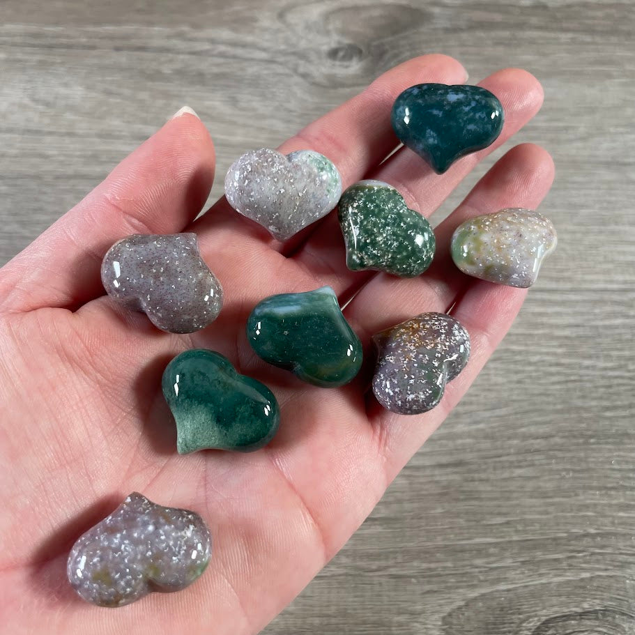 One-inch indian agate gemstone puffy hearts for heart lovers crystal collections