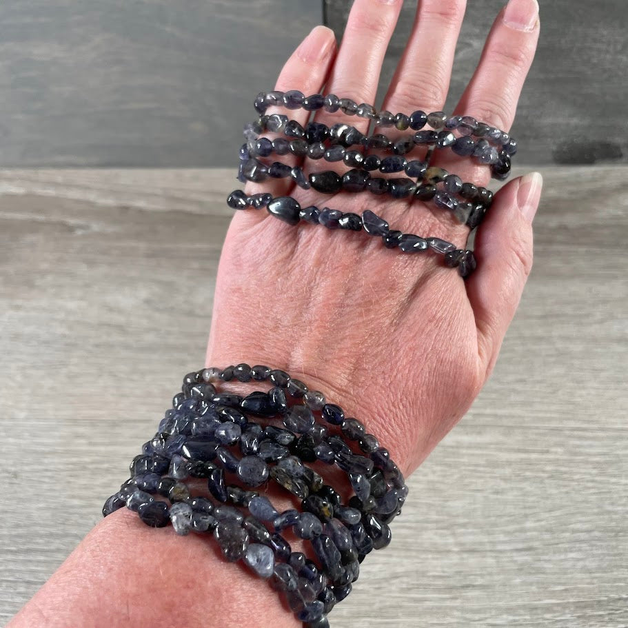 iolite stacking natural stone nugget bracelet wholesale