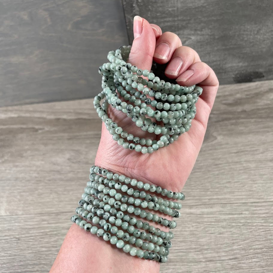 kiwi jasper crystal shop gemstone bracelet with natural polished beads