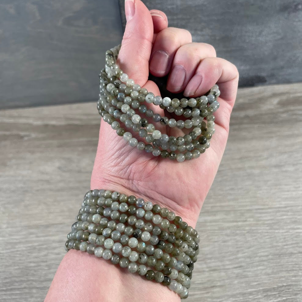 labradorite crystal bead bracelet with small natural gemstone beads