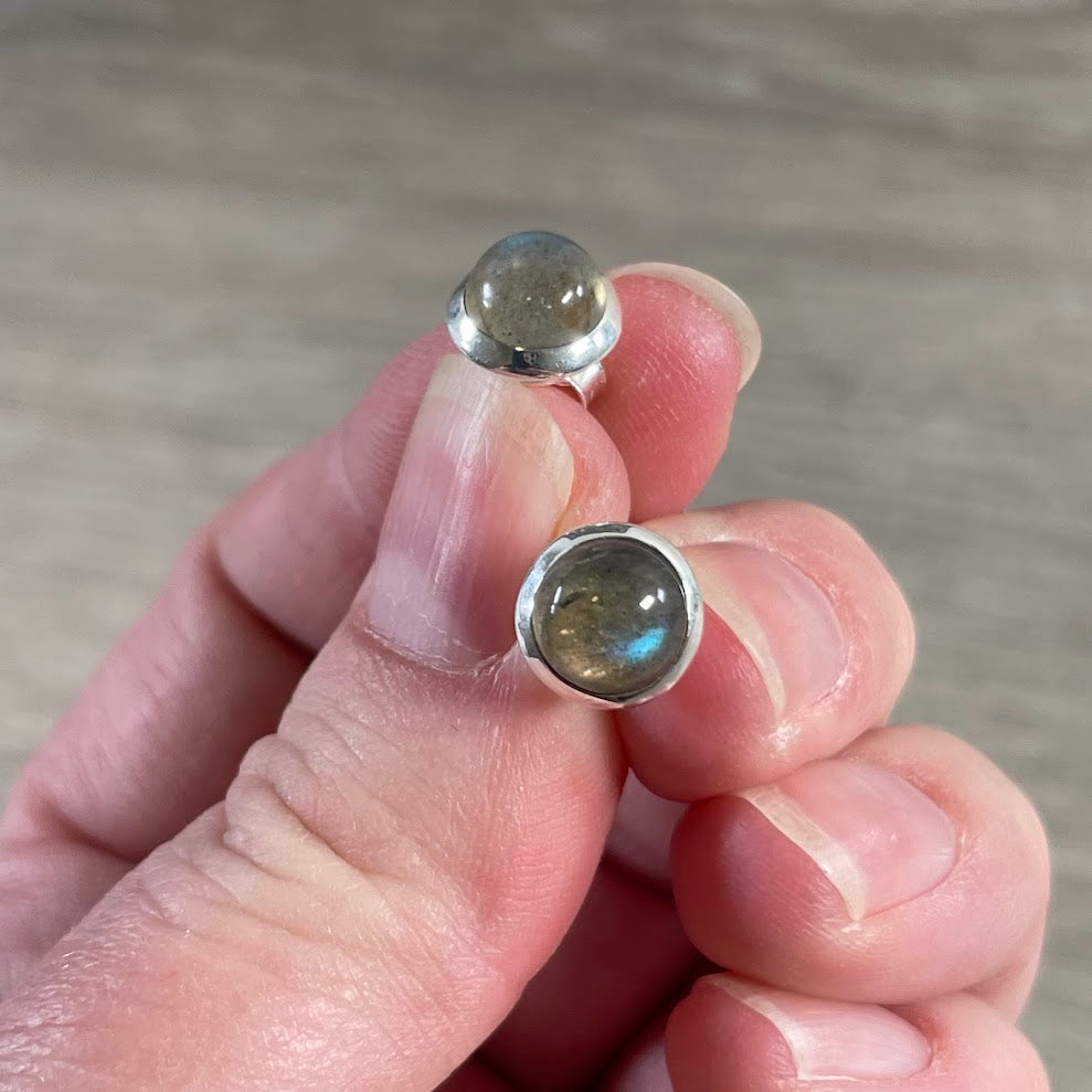 Wholesale sterling silver gemstone earrings featuring labradorite polished natural stones