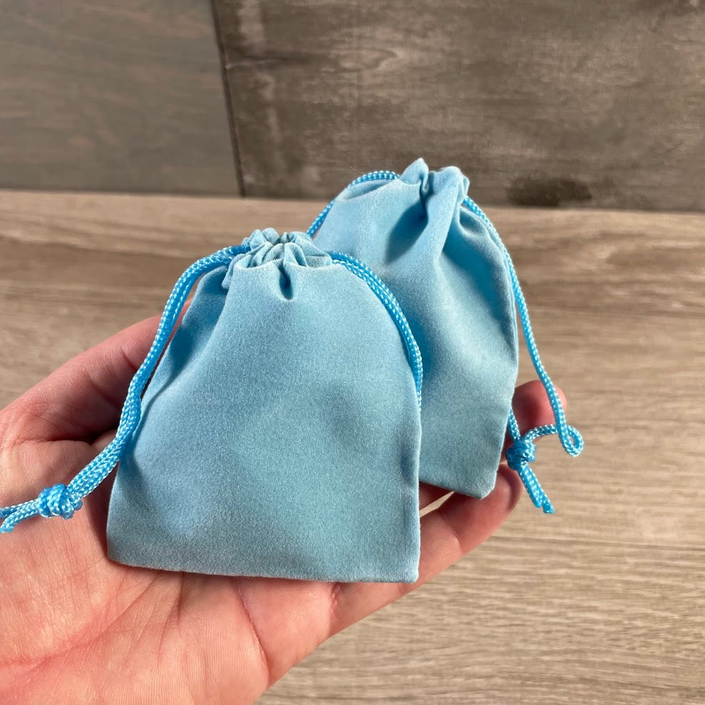 Blue storage pouch for crystal shops and gift sets