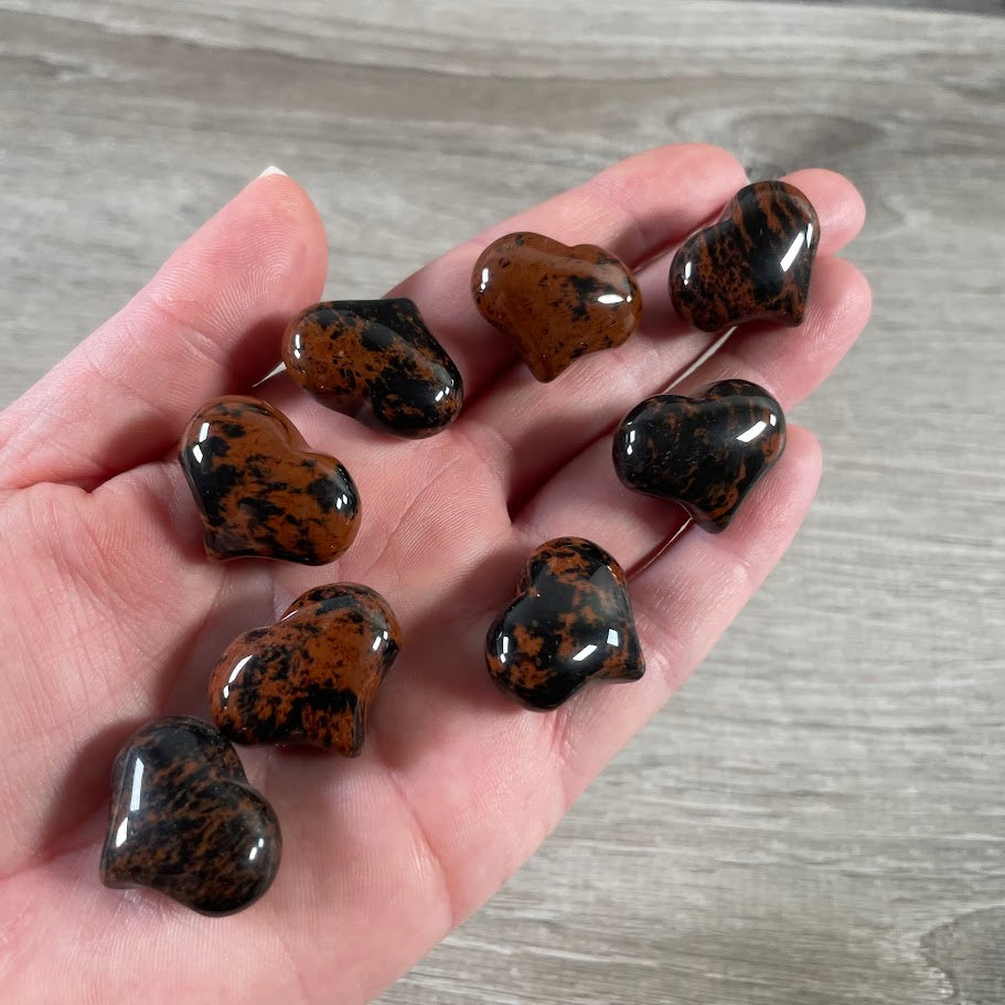 Gemstone mahogany obsidian puffy heart supplier