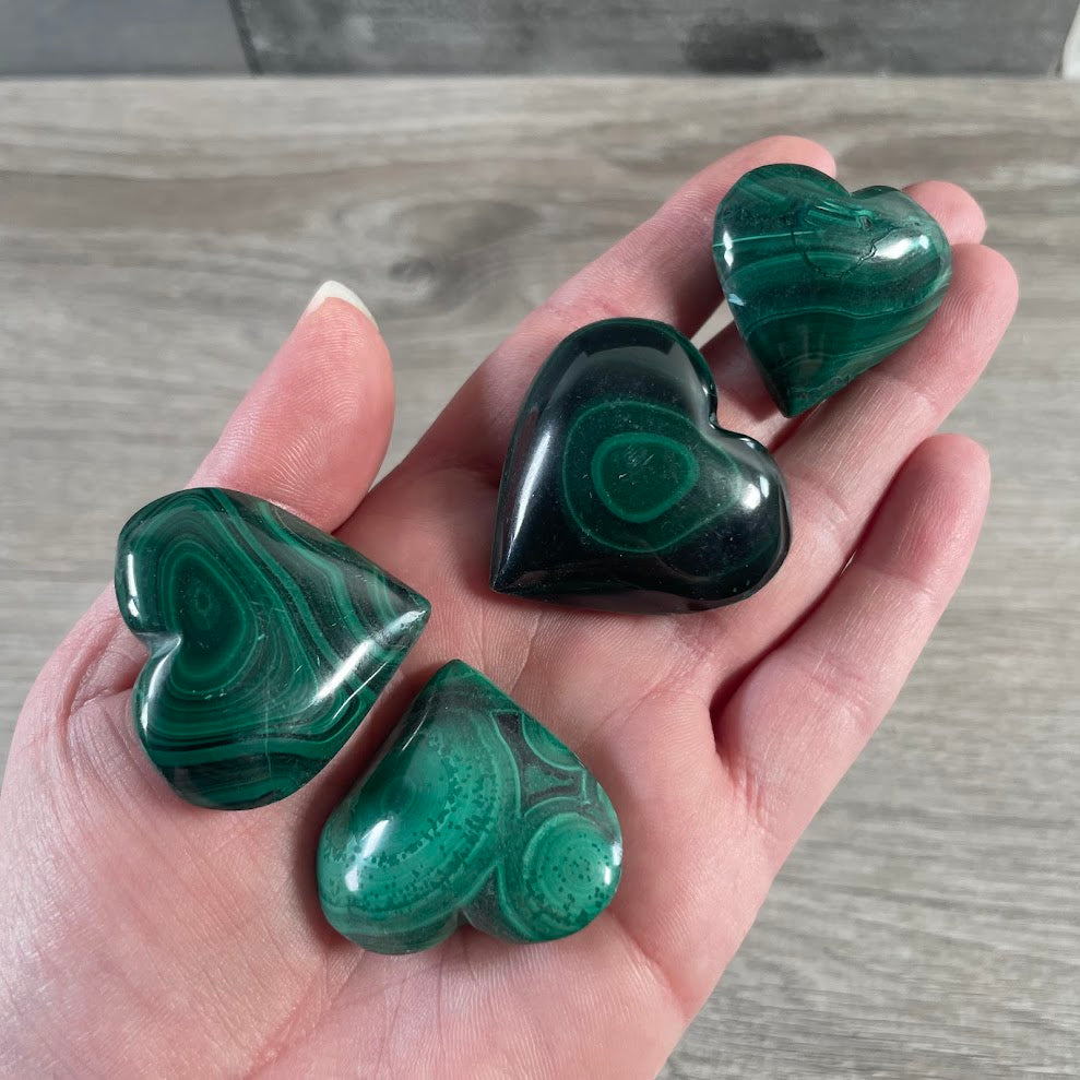 Malachite hearts wholesale for rock shops