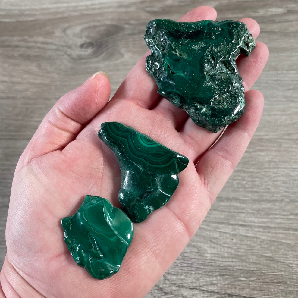Polished malachite gemstone slab natural green stone for crystal retailers