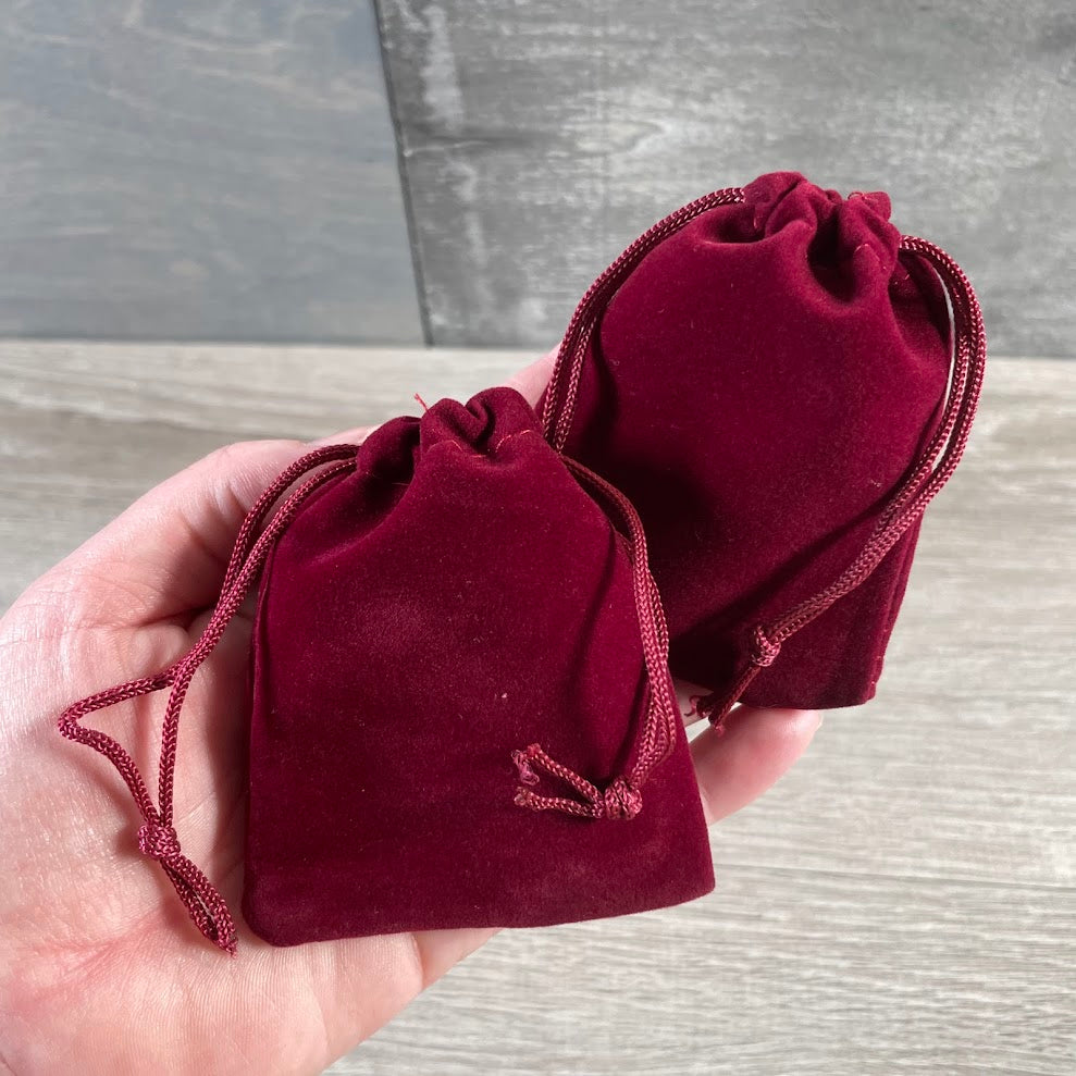 Velor crystal shop supply bag for gemstone packaging