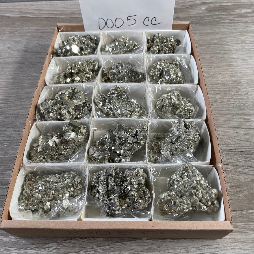 Natural fool’s gold pyrite clusters for crystal and mineral shops