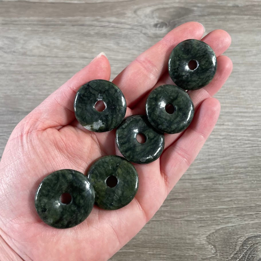 nephrite jade pi stone donut gemstone pendant 30mm