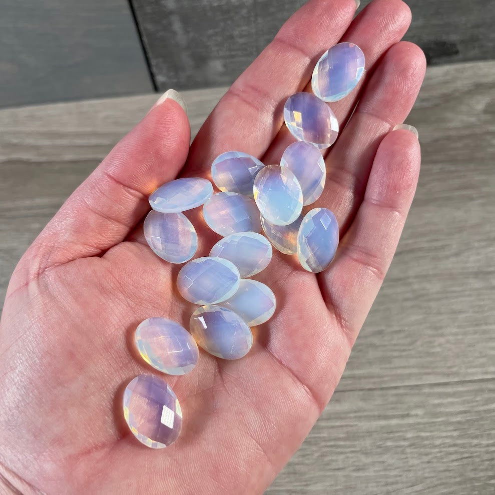 Opalite faceted oval gemstone cabochons for wholesale jewelry supplies