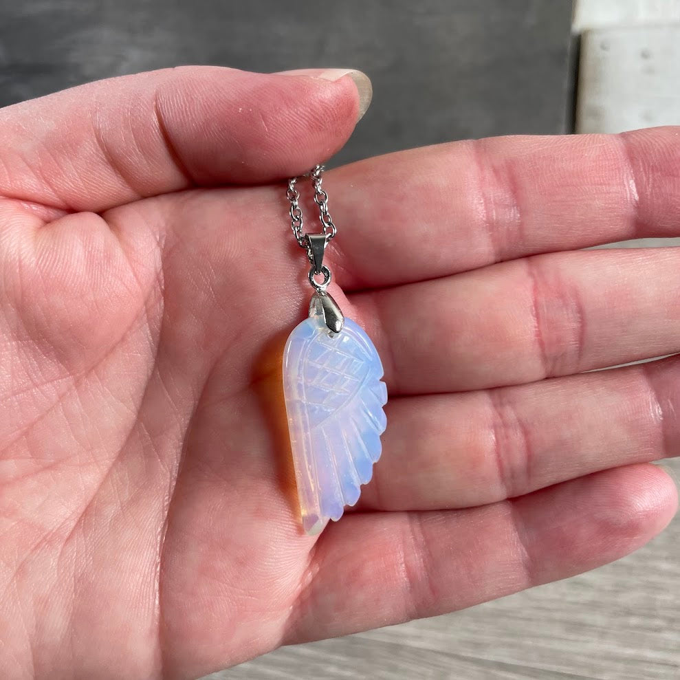 opalite gemstone angel wing pendants wholesale crystal jewelry