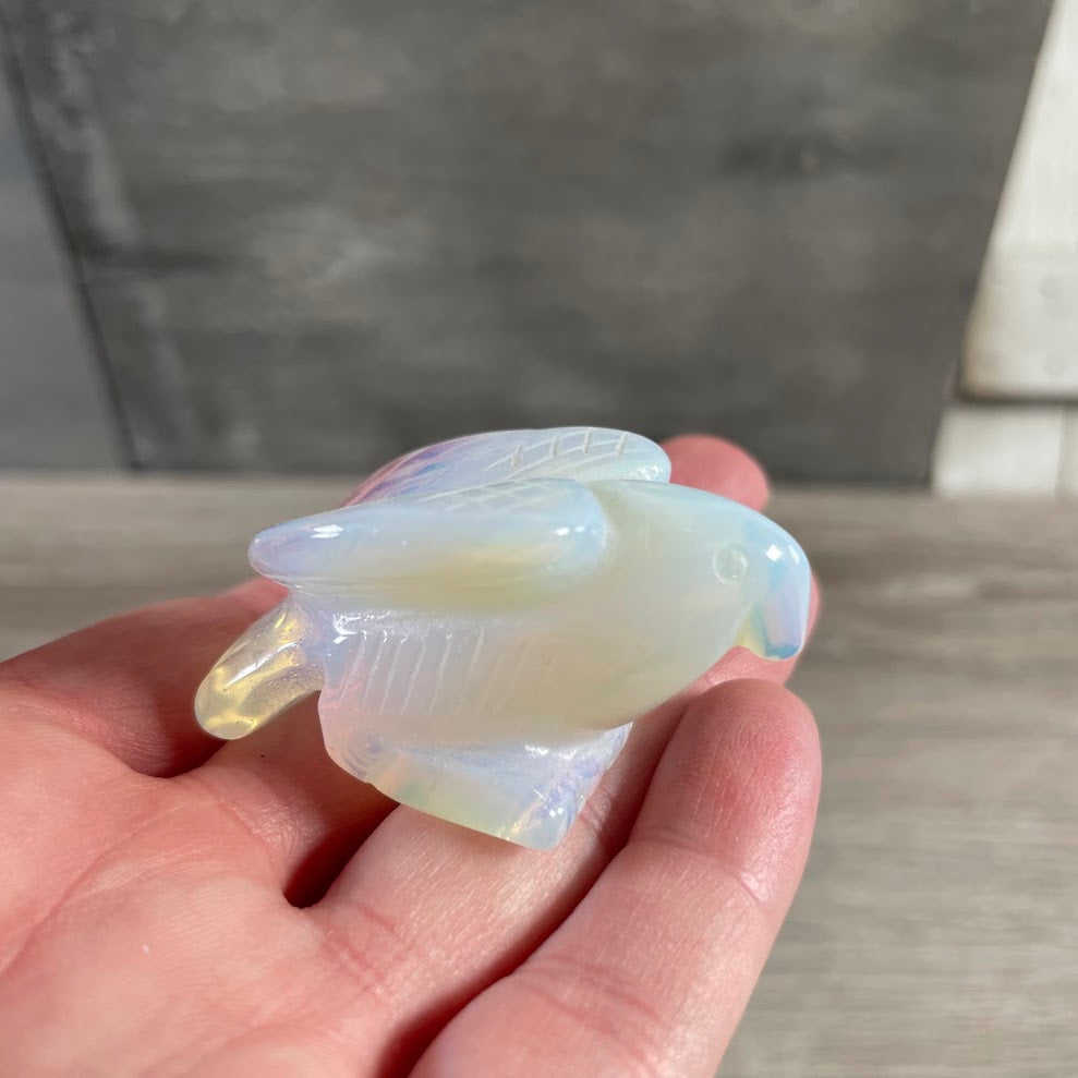 Wholesale opalite crystal eagle decor carved gemstone bird figurine for gift shops