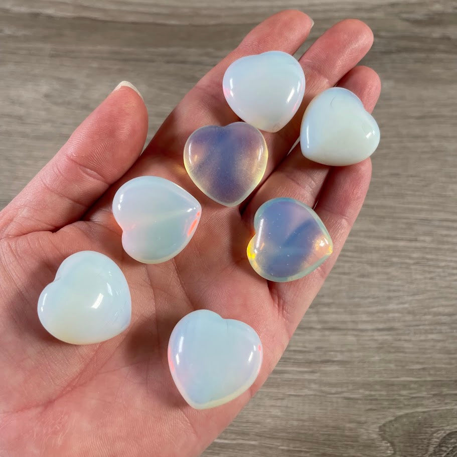 opalite heart crystal polished 1-inch pocket stone for gemstone retailers