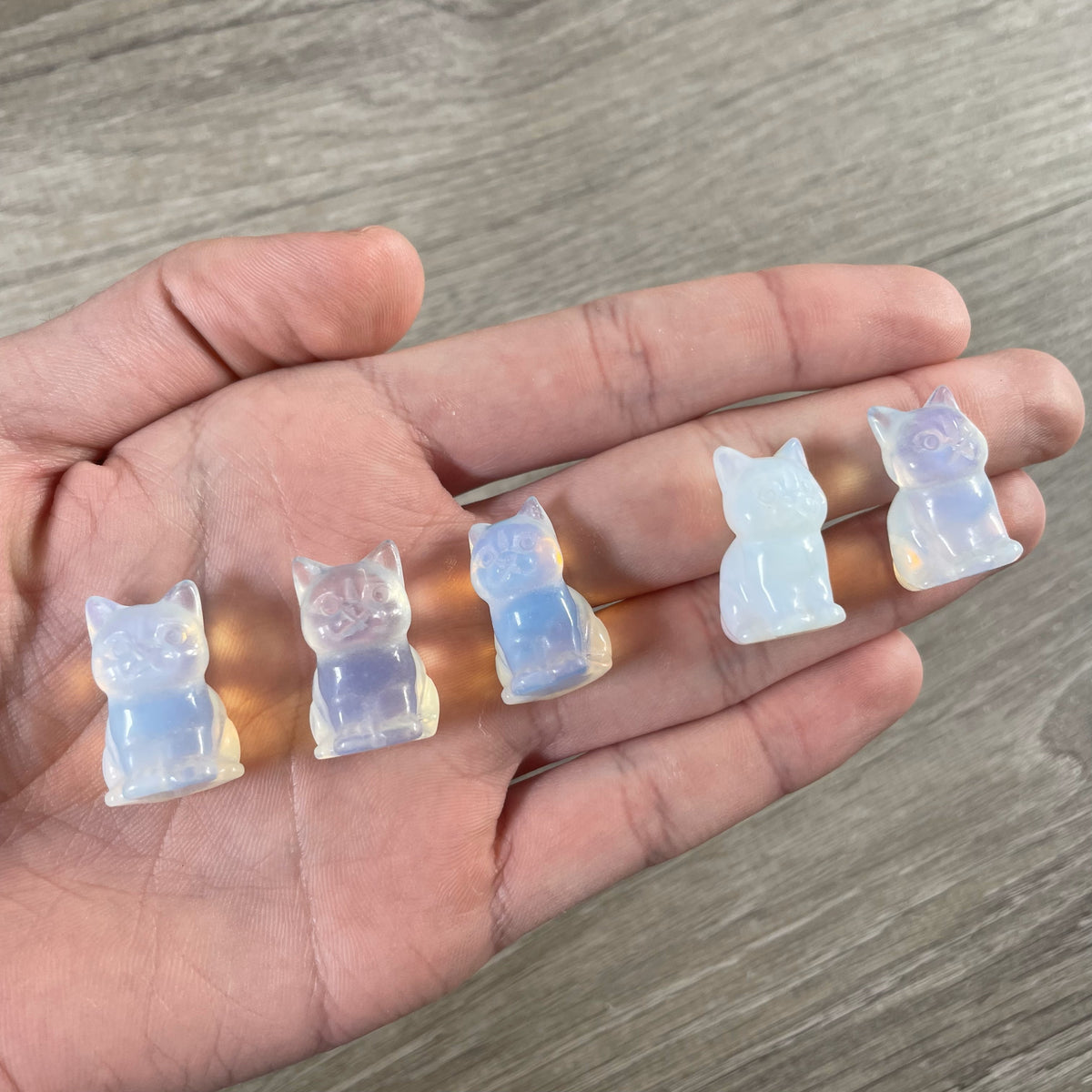 Opalite gemstone cat statue for new age stores