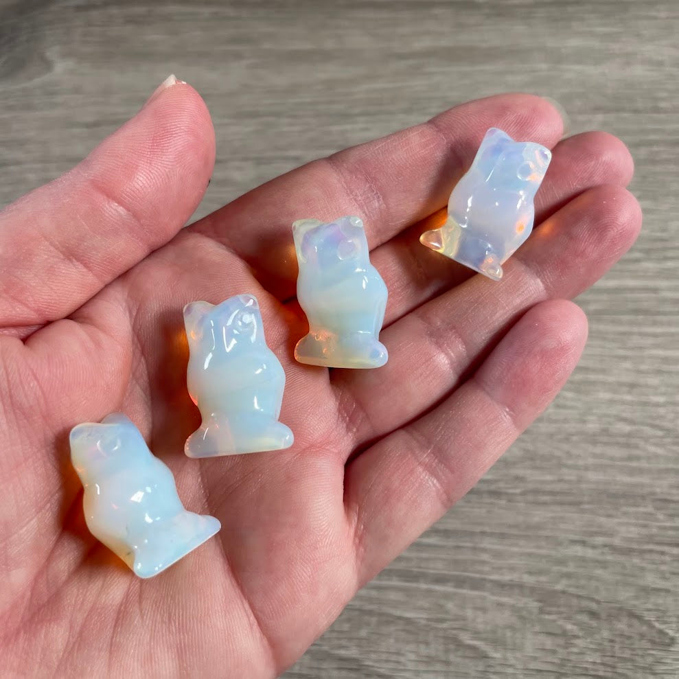 Owl opalite small wholesale gemstone figurines, crystal gift shop supplies