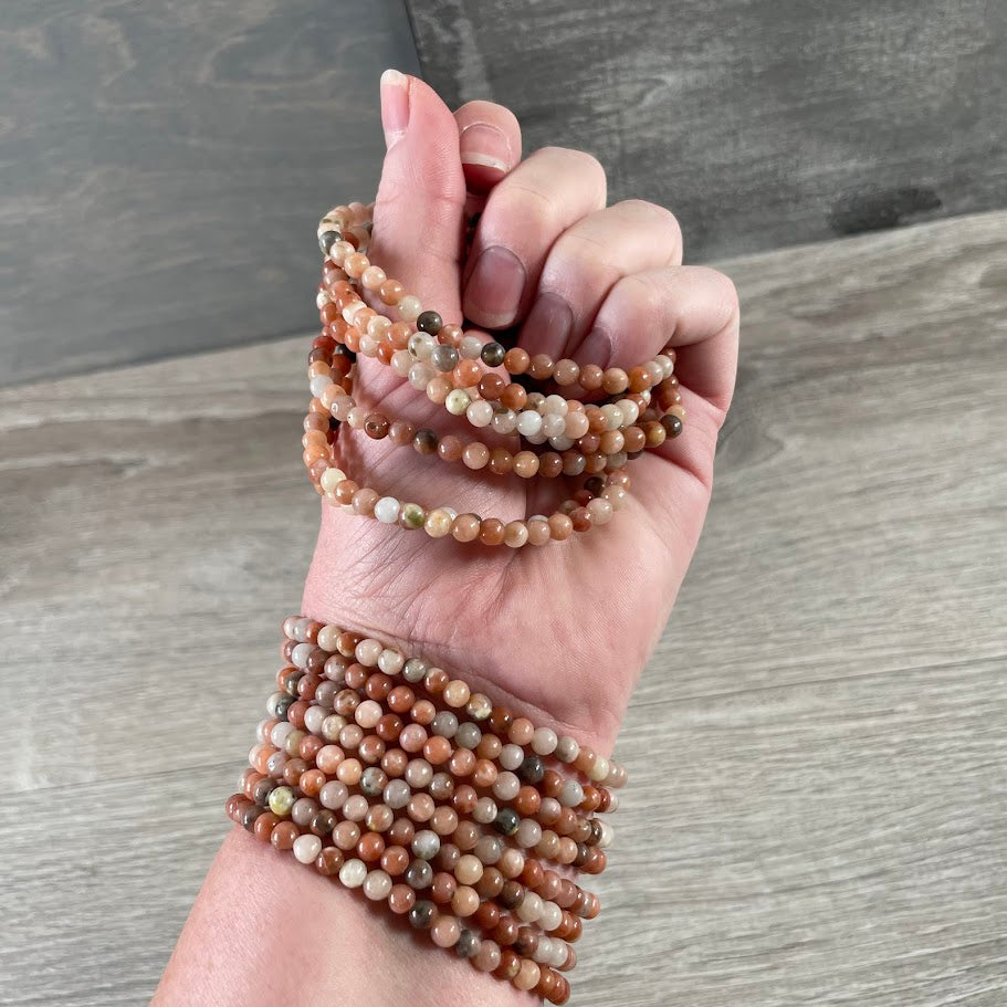pink lepidolite beaded crystal bracelet bulk