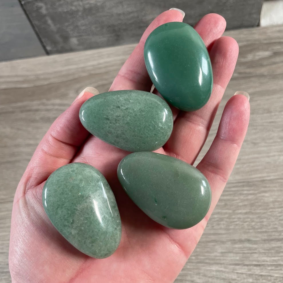 Green aventurine palm stones for wholesale crystal shops