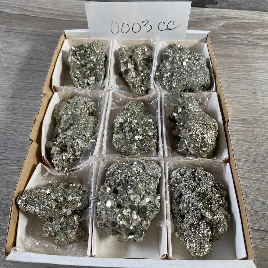 Bulk pyrite mineral specimens with unique natural crystal formations