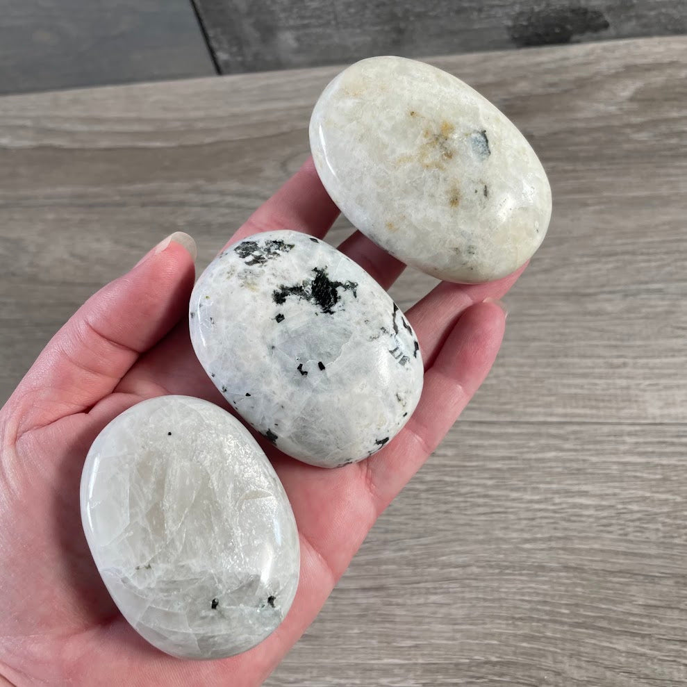 Natural Rainbow Moonstone gemstone palm stones for wholesale crystal shops