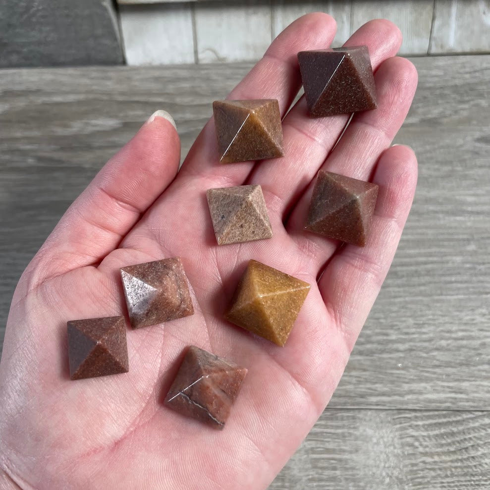 natural red aventurine stone pyramids from Brazil