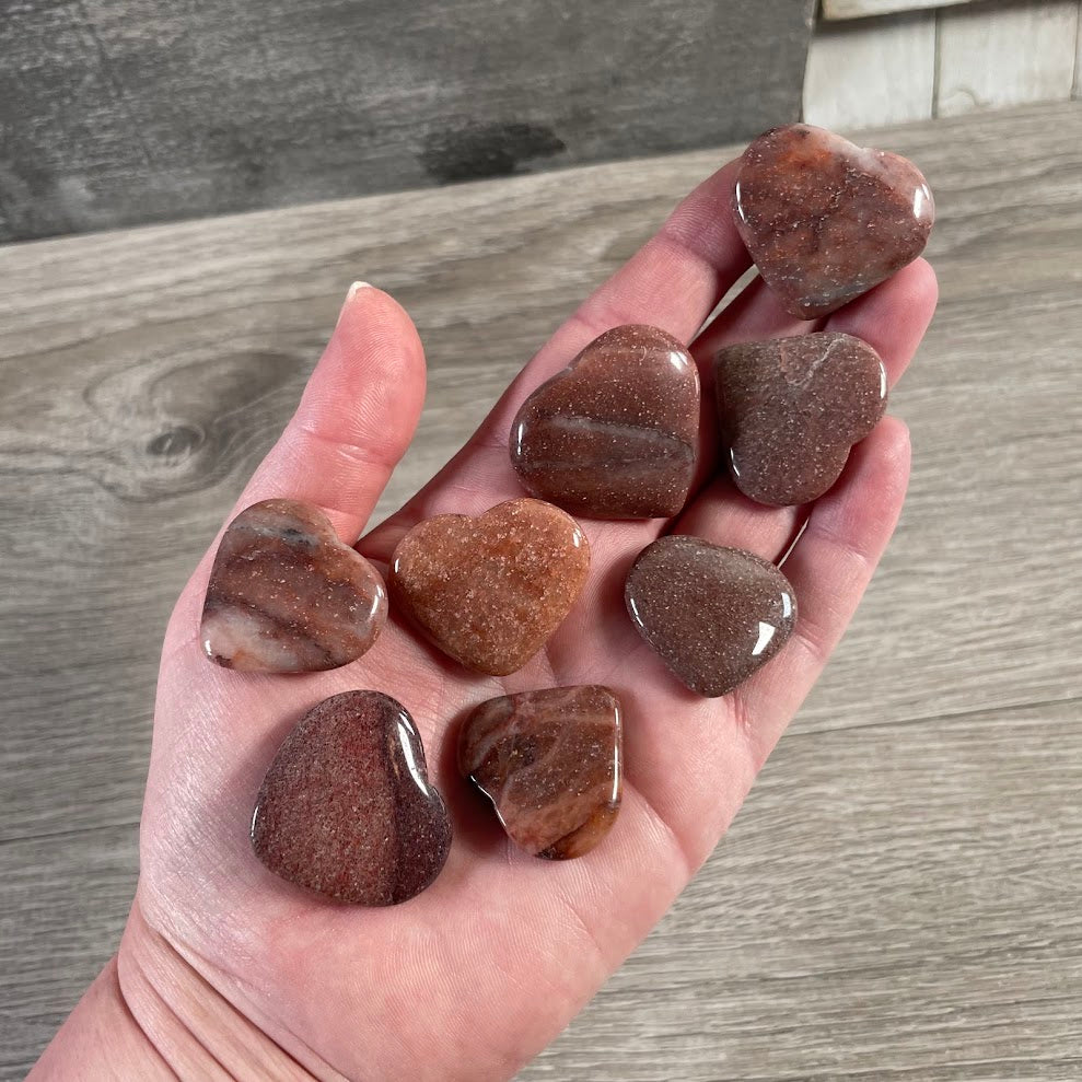 red jasper natural gemstone heart carvings from Brazil assorted polished crystals for resale