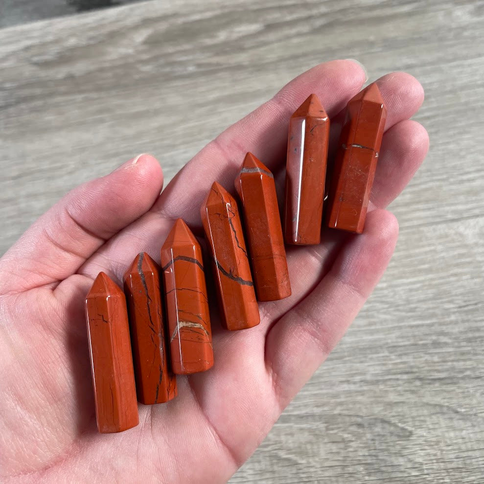 Small red jasper crystal obelisk points wholesale craft supplies