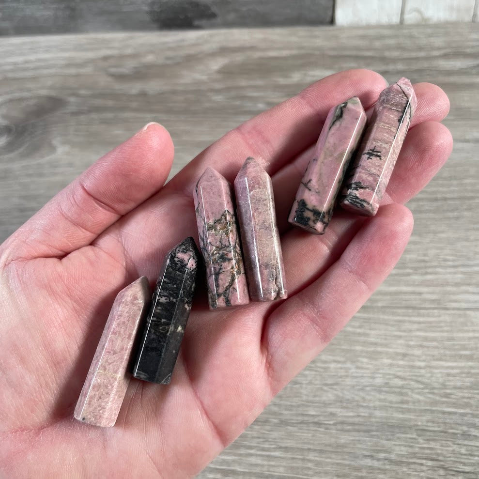 Wholesale rhodonite crystal grid stones small gemstone obelisks