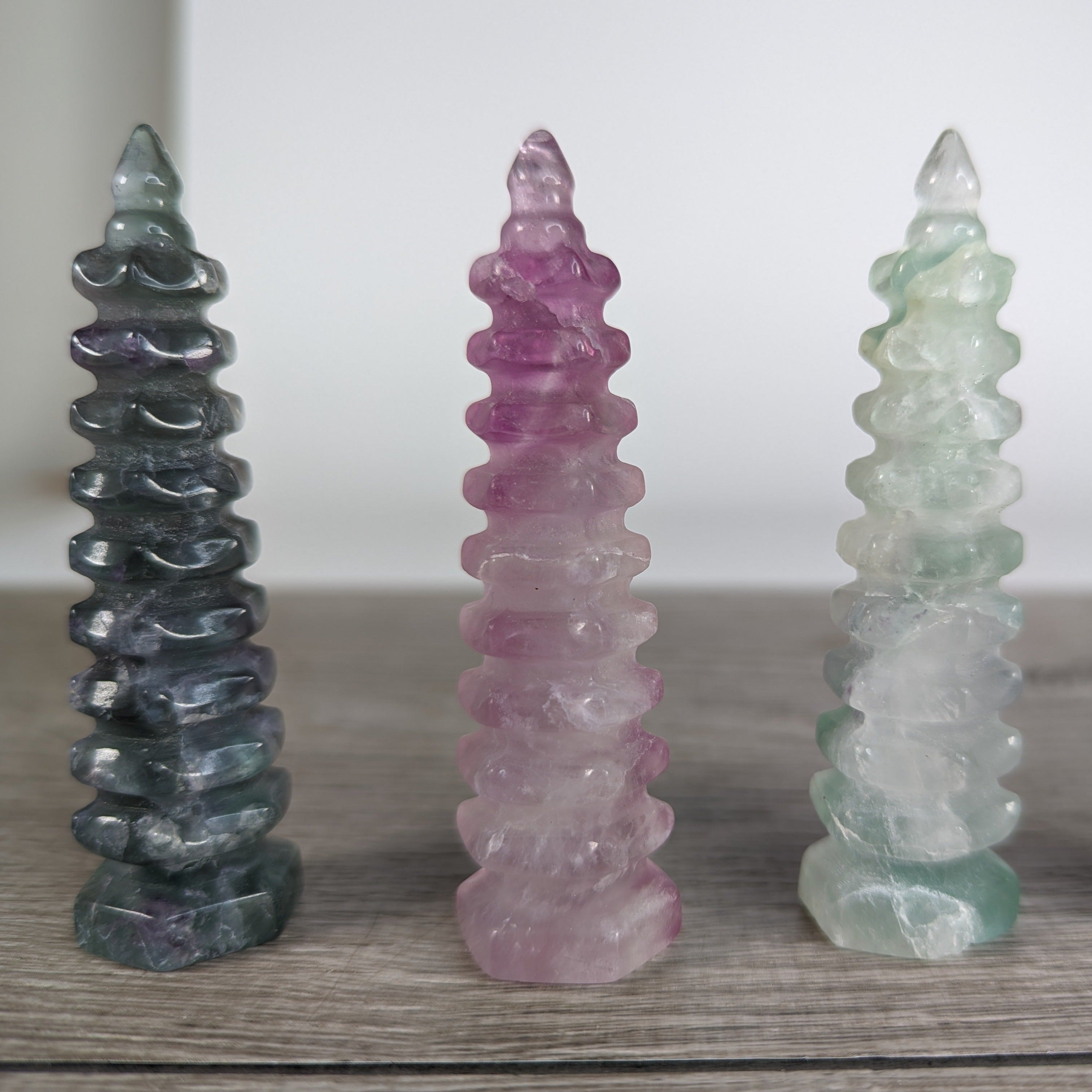 Wholesale Hand-carved fluorite pagoda tower for Feng Shui