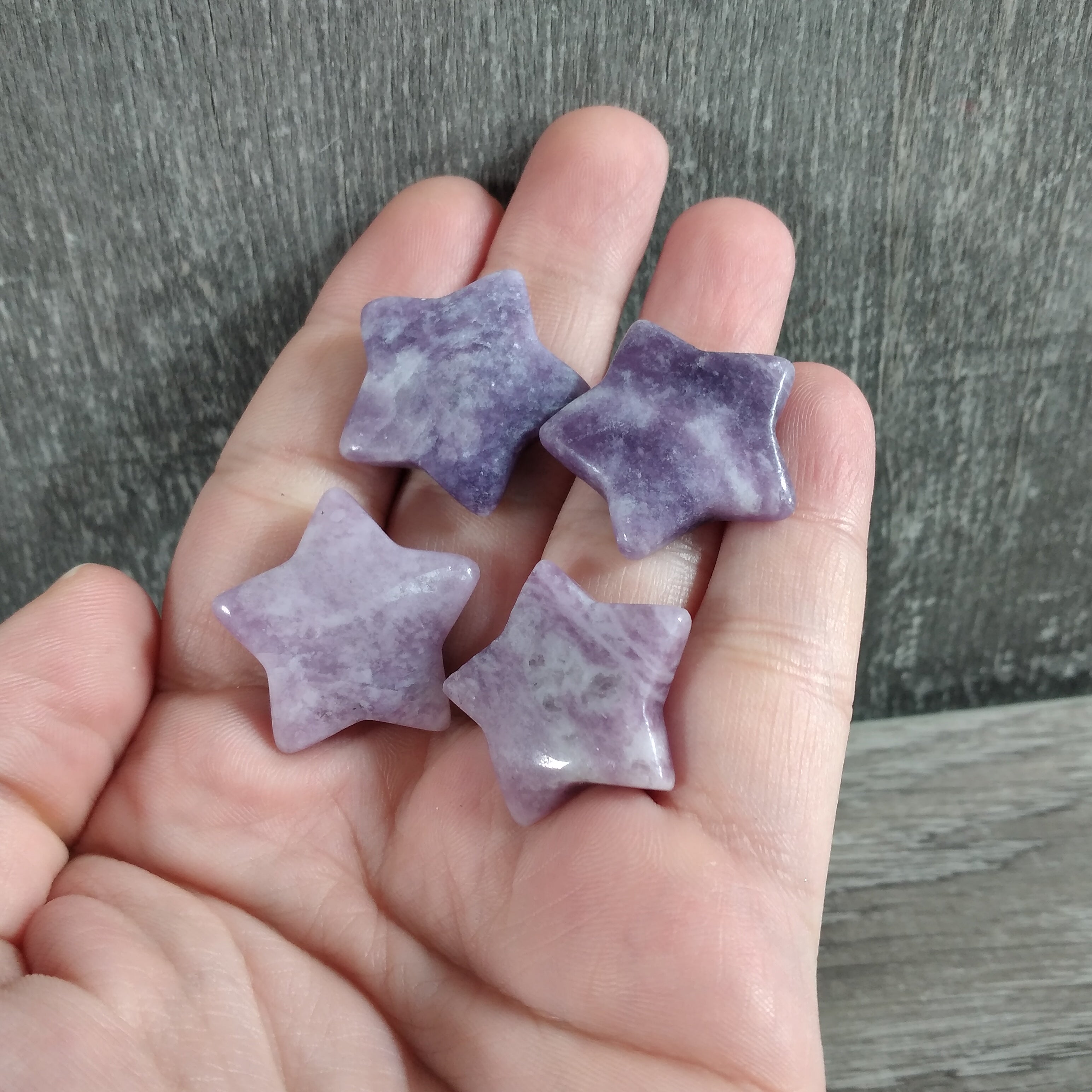 Lepidolite metaphysical crystal carvings