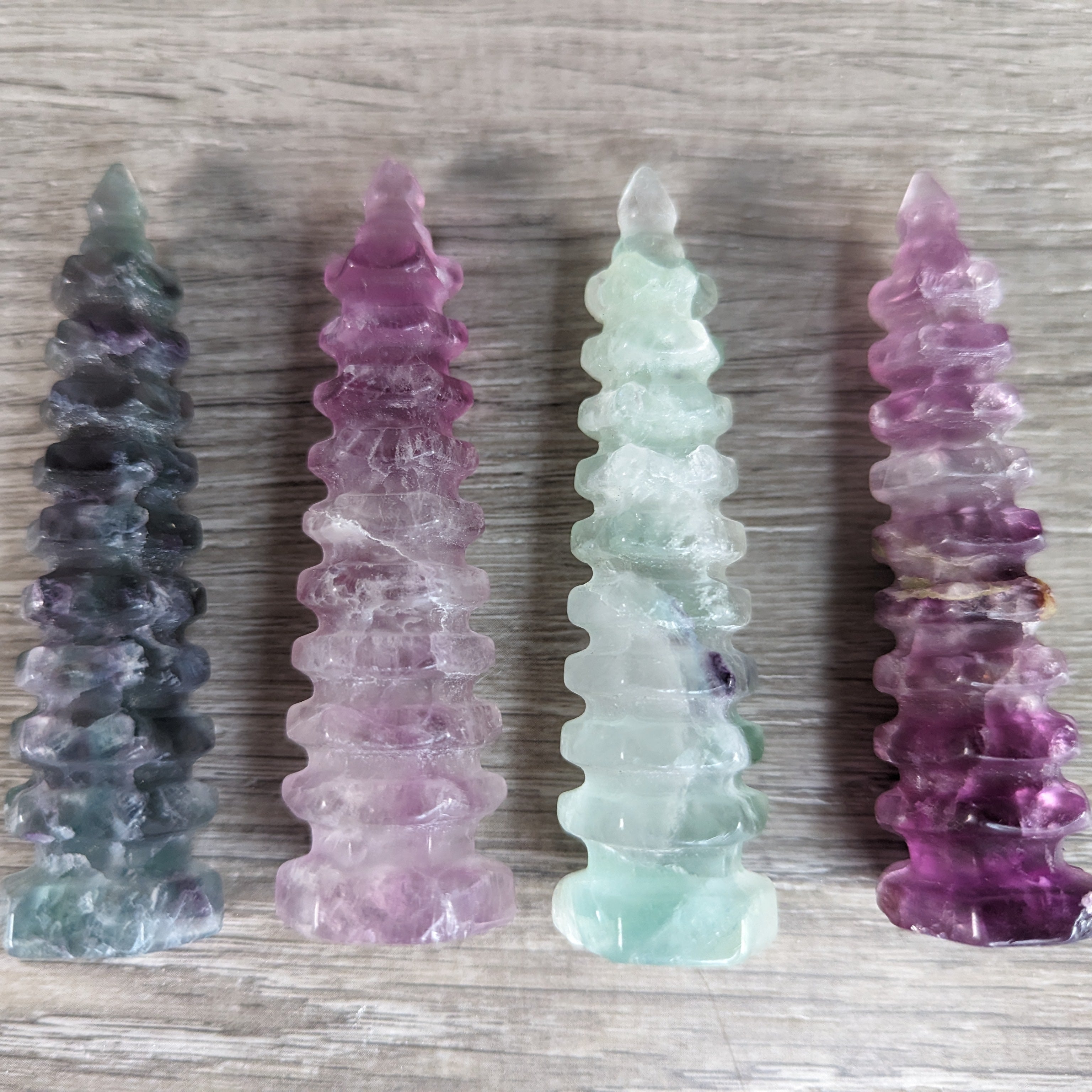 Fluorite Feng Shui tower for energy cleansing, resale