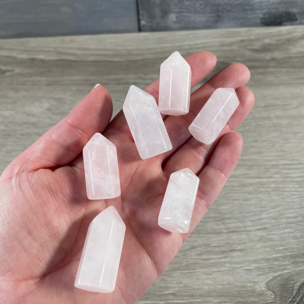 Small rose quartz gemstone crystal tower wholesale metaphysical store inventory