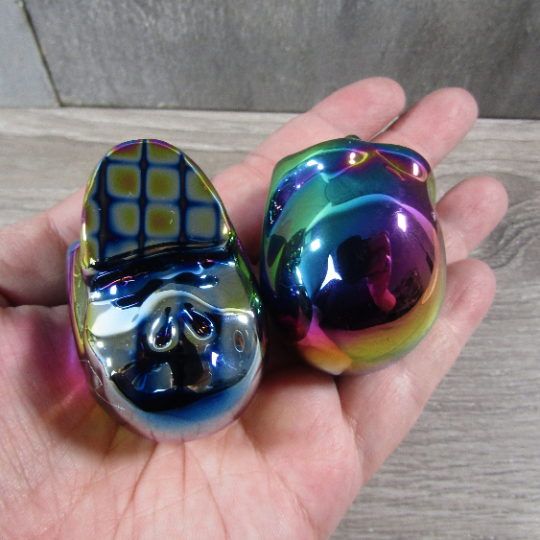 Iridescent Aura Electroplated Glass Skulls - Wholesale Decor