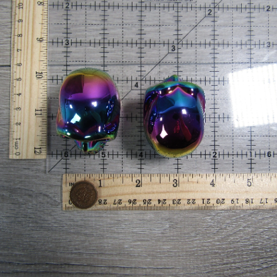 Iridescent Aura Electroplated Glass Skulls - Wholesale Decor