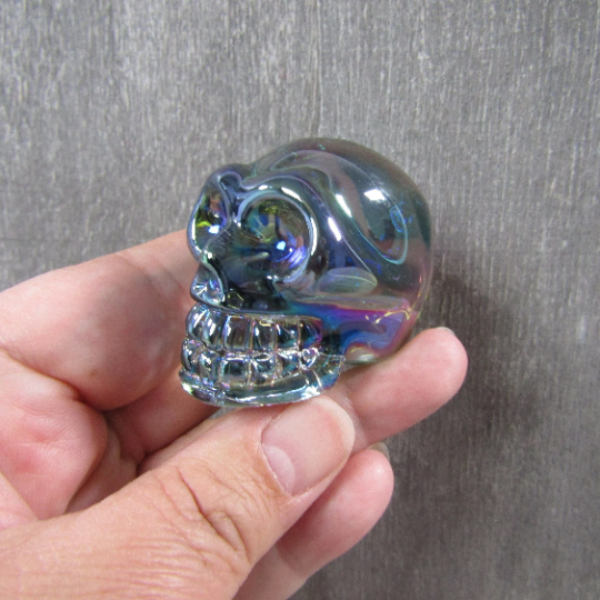 Aura Electroplated Glass Skull
