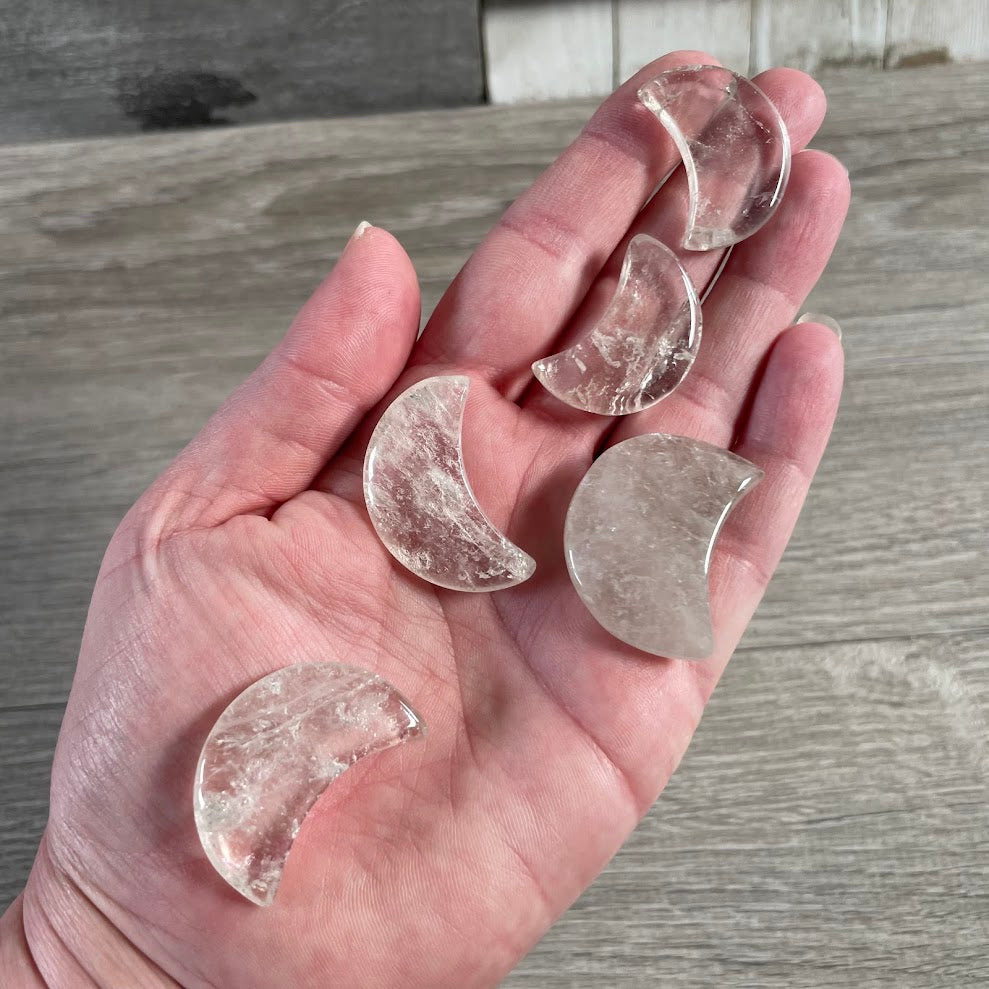 Brazilian Gemstone Crescent Moons – Natural Hand Carved Stone Carvings