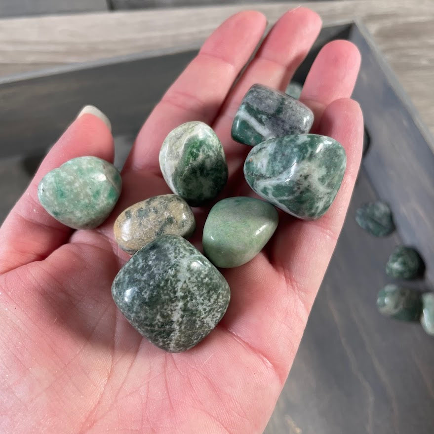 Smooth polished China Jade gemstones bulk tumbled stone assortment