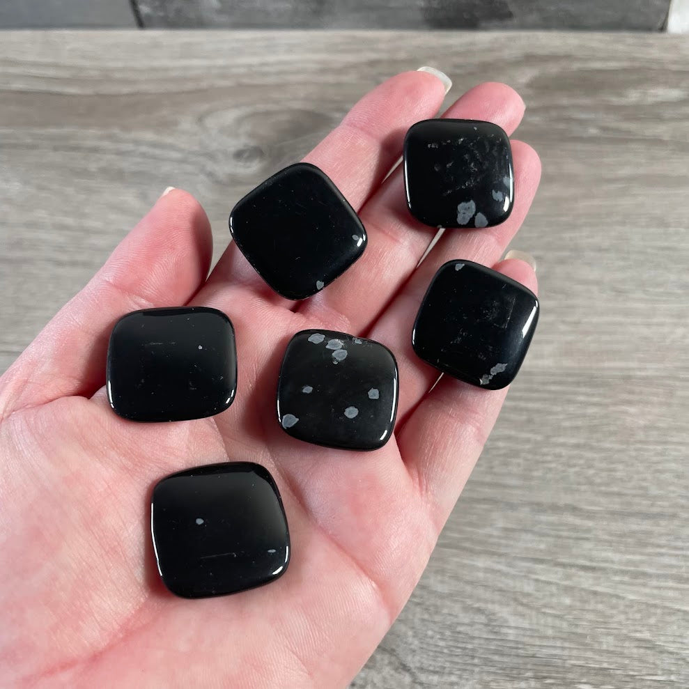 snowflake obsidian affordable assorted gemstone cabochons in polished mixed stone shapes