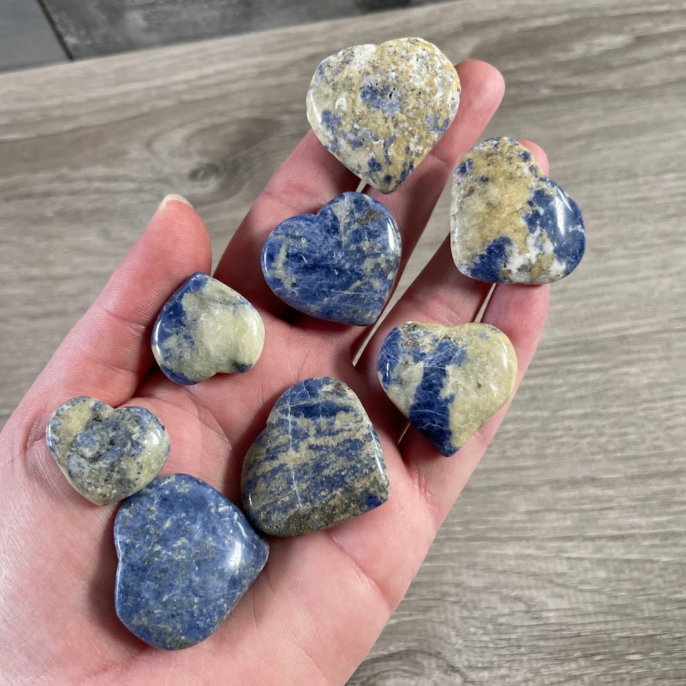 sodalite pocket-size assorted crystal hearts polished Brazilian gemstones for retail and wholesale