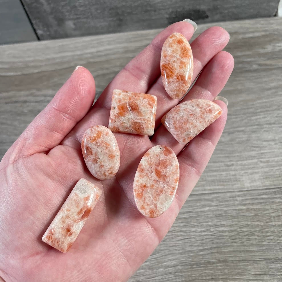 sunstone polished cabochon stones for jewelry designers and crystal shops